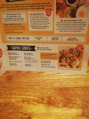 Menu at Rising Sun in Watford