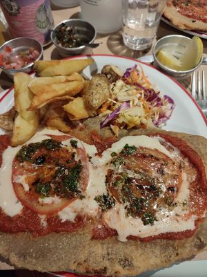 Milanesa a la napolitana at Gordo Vegano in Buenos Aires