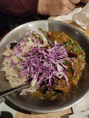 Girgolas' curry at Gordo Vegano in Buenos Aires