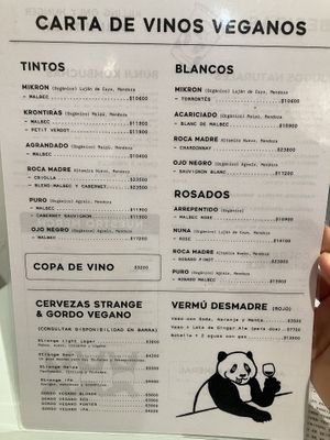 Drink menu, pg 1  at Gordo Vegano in Buenos Aires