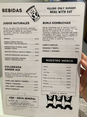 Drink menu, pg 2  at Gordo Vegano in Buenos Aires