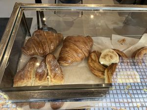 Pastry display case next to entrance  at Gordo Vegano in Buenos Aires
