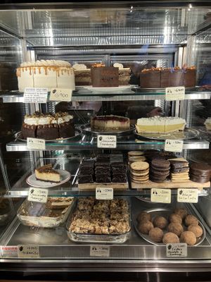 Dessert display case at cashier  at Gordo Vegano in Buenos Aires