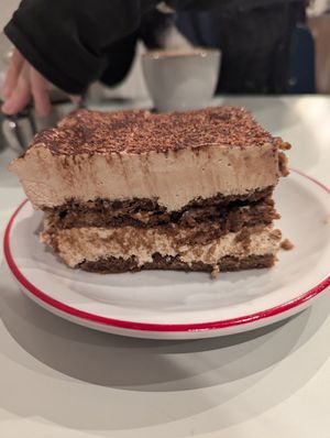 Beast of a tiramisú ($9900) at Gordo Vegano in Buenos Aires