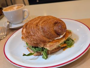 Stuff breakfast croissant at Gordo Vegano in Buenos Aires