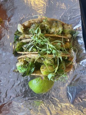 Brussel sprout tacos- hilariously small    at TACO SHOP in El Paso