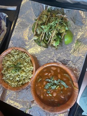 $15 meal with beans they said were vegan but were filled with meat   at TACO SHOP in El Paso