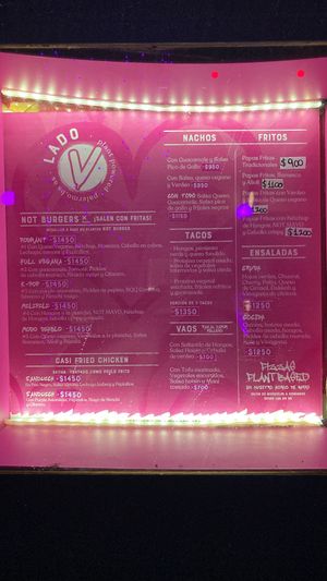 Menu   at Lado V in Buenos Aires