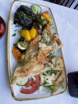Grilled Halloumi and Spanakopitta at Alexander The Great in North West London