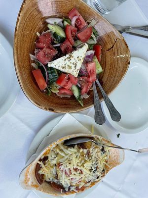 Vegetarian Moussaka and Salad at Alexander The Great in North West London