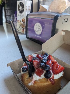 Berry cinnamon bun at Cinnaholic - High Park in Toronto