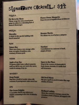 Drink Menu  at Ornithology Jazz Club in Brooklyn