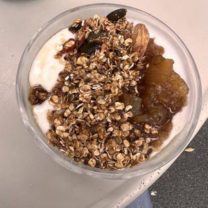 "Bowl" - assume it was coconut yogurt with granola and compote  at De Bon'heur in Marseille