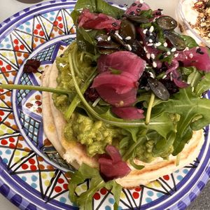 Avocado smash on pancakes - lovely  at De Bon'heur in Marseille