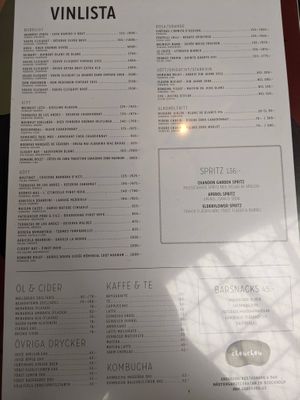 Drink menu. at ChouChou in Stockholm