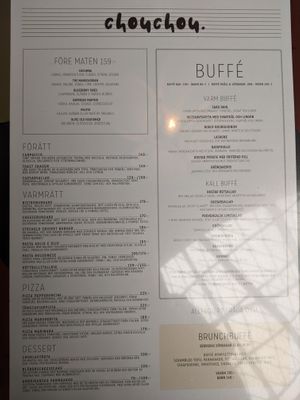 Menu. at ChouChou in Stockholm
