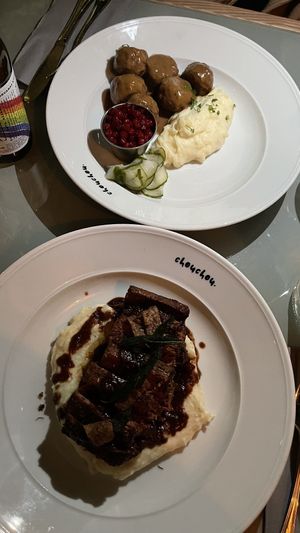 Steak and Swedish Meatballs  at ChouChou in Stockholm