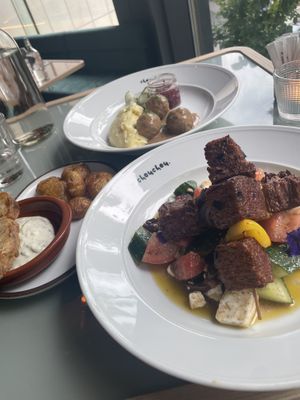 Grilled skewers and half portion of meatballs  at ChouChou in Stockholm