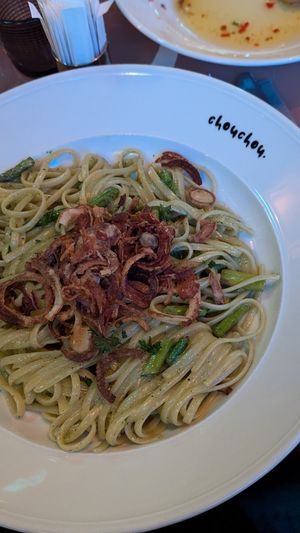 Asparagus pasta at ChouChou in Stockholm