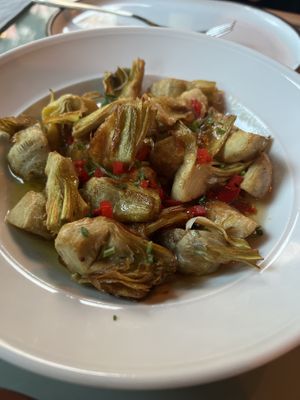 Fried artichoke - THE BEST ITEM! In a delicious garlic olive oil. Must get!   at ChouChou in Stockholm
