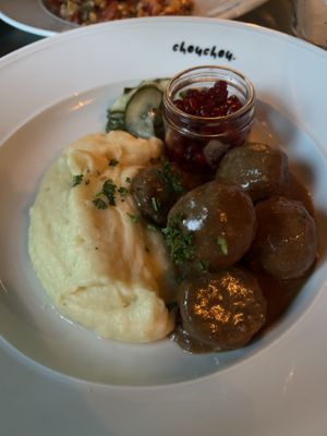 GF Swedish meatballs. Amazing!   at ChouChou in Stockholm