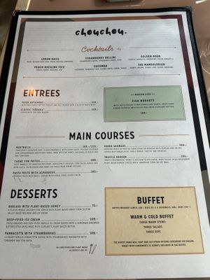 Menu   at ChouChou in Stockholm