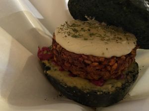 Beetroot Mush Burger with Cashew Creme  at SUSU Vegan Mylk Bar Penang in Penang