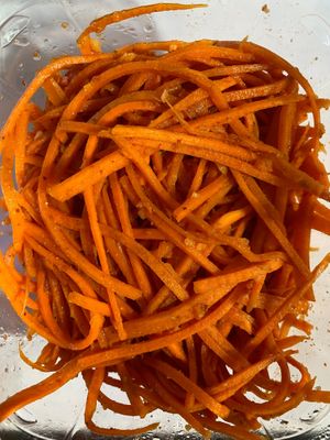 Vegan Korean Carrot Salad. IN TAKE HOME CONTAINERS.  at Marie et Cie in Valley Village