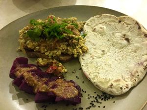 tofu scramble plate at Shanti Shanti Cafe in Dahab