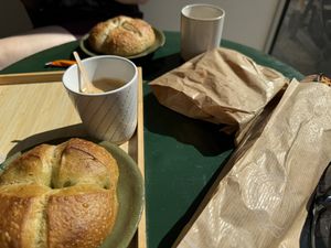 Vegan matcha brioche   at Pain Brut in Montpellier
