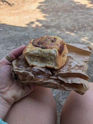 Citrous raisin bun (it only looks ugly because it travelled in a backpack to Carcassonne) at Pain Brut in Montpellier