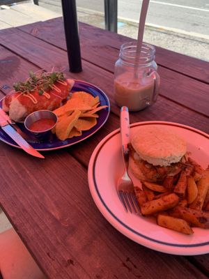 big ass bfast burro is fire, the bfast dagwood sammy is good just not bfast sandwich-y. very savory & flavorful  at Old Cuss Cafe in South Salt Lake