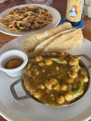 Curry Chana and Potato Roti   at Kamini's in San Nicolas