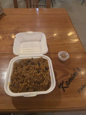 To go order of rice and beans❤️  at Kamini's in San Nicolas