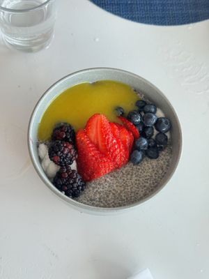Chia pudding with yuzu. Sooooo good!!!  at Lido Restaurant and Bayside Grill in Miami Beach