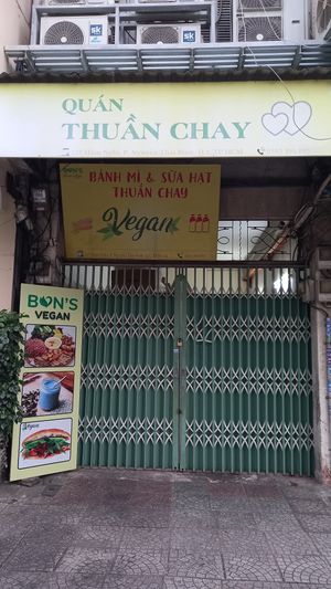 Front of the building at Bon's Vegan Bistro in Ho Chi Minh City