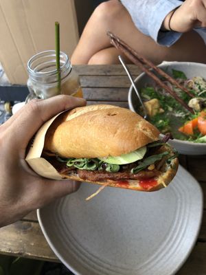 Rice noodle and vegan meat Bahn mi  at Bon's Vegan Bistro in Ho Chi Minh City