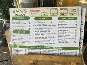 Menu   at Bon's Vegan Bistro in Ho Chi Minh City
