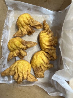 Fried Wonton with vegan cream cheese this probably the closest thing  to a pastry it was totally delicious a must try savory melts in your mouth.Ask for a container of duck sauce  at Green Wok Asian Vegan Kitchen in Providence