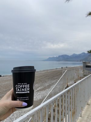 I went to Coffeetainer on Konyaalti beach. I think there are 2. Beaver had run out of plant milks. Quite a nice coffee! Large almond latte 90TL.  at Coffeetainer in Antalya