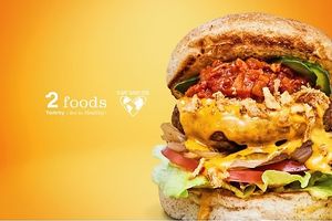 Original Spicy Burger - It is made with a juicy original plant-based patty with a rich flavor and spicy aroma. at 2foods - Ginza Loft in Tokyo