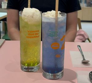 Seasonal Melon and Ramune soda floats  at 2foods - Ginza Loft in Tokyo