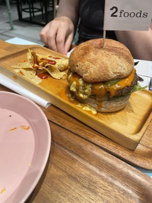 Spicy teriyaki burger, also great  at 2foods - Ginza Loft in Tokyo