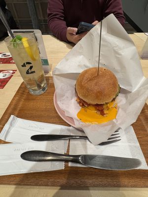 The burger. I guess you use a knife and fork instead of your hands. I used my hands for a big portion of it. Was just easier    at 2foods - Ginza Loft in Tokyo