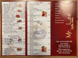 menu at Mr. Lee - Cafe Asia in Wieselburg