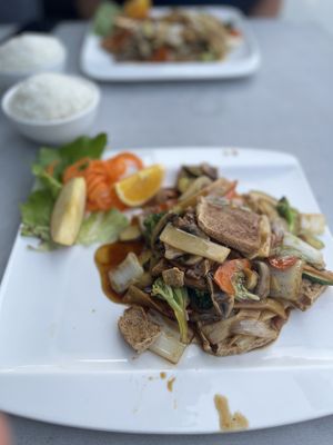 Vegan fried vegetables and tofu with rice  at Mr. Lee - Cafe Asia in Wieselburg
