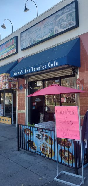 Front of restaurant at Mama's International Tamales in Los Angeles