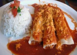 Vegan Daiya Cheese Enchiladas at Mama's Hot Tamales Cafe - photo by MR MEANER at Mama's International Tamales in Los Angeles