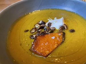 Grilled pumpkin soup at Holm in South Petherton