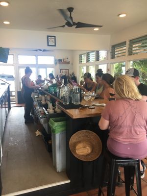 Bar seating looking towards the beach direction.   at Fish Bar in Kapaa